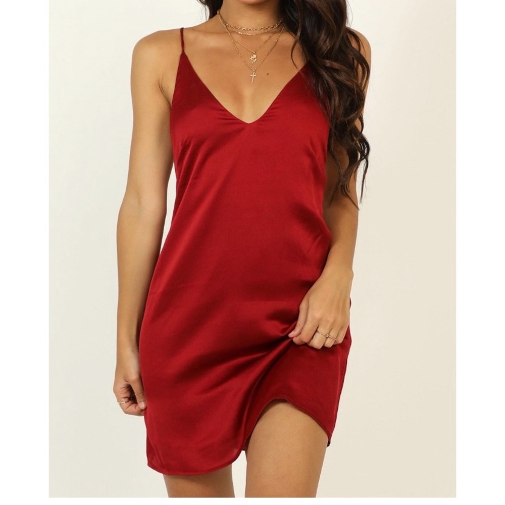 Showpo Red Satin Chemise